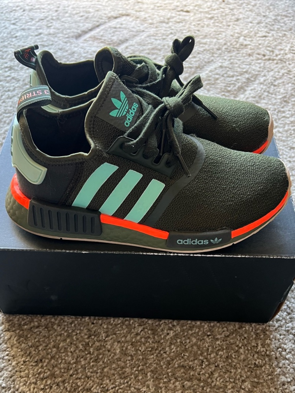 NMD R1 J Army Green Electric Orange (FY9394) ‘Green Blue' kids 6